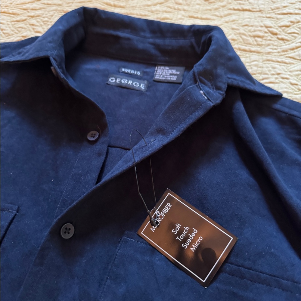 George Men's Casual Button Down Shirt - Navy
